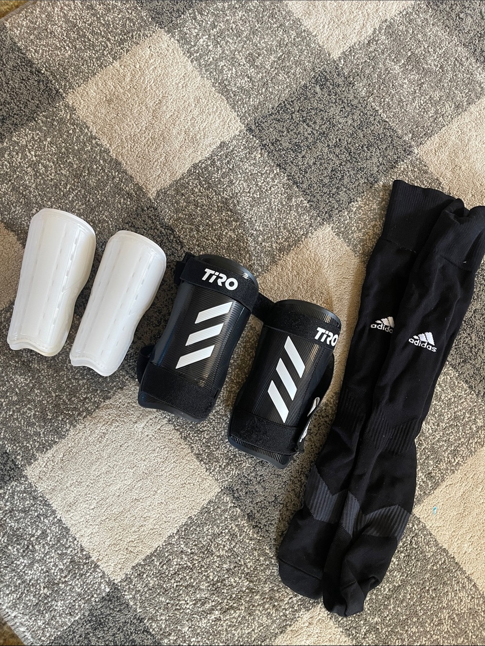 adidas Black & White Kids Soccer Shin Guard and Sock Set